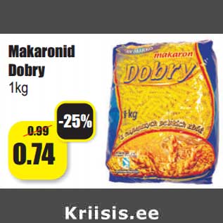 Allahindlus - Makaronid Dobry 1kg