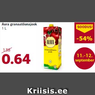 Allahindlus - Aura granaatõunajook 1 L