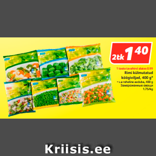 Allahindlus - Rimi külmutatud köögiviljad, 400 g*