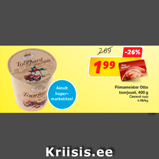 Allahindlus - Piimameister Otto toorjuust, 400 g