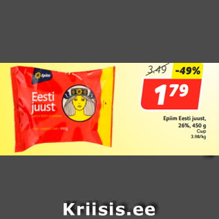 Allahindlus - Epiim Eesti juust, 26%, 450 g