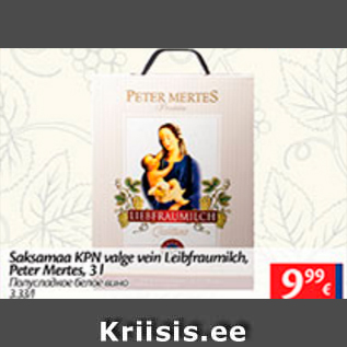 Allahindlus - Saksamaa KPN valge vein Leibfraumilch, Peter Mertes, 3 l