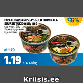 Allahindlus - PIRATEBAROSSA´S GOLD TUUNIKALA SUURED TÜKID 185 G/135G