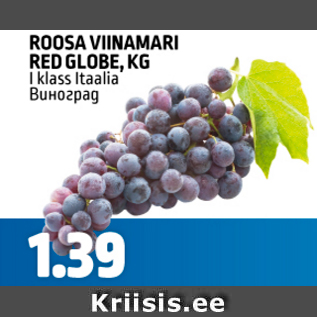 Allahindlus - ROOSA VIINAMARI RED GLOBE, KG