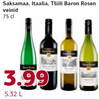 Allahindlus - Saksamaa, Itaalia, Tšiili Baron Rosen veinid 75 cl