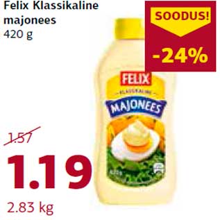 Allahindlus - Felix Klassikaline majonees 420 g