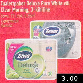 Allahindlus - Tualettpaber Deluxe Pure White või Clear Morning, 3-kihiline