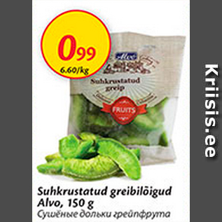 Allahindlus - Suhkrustatud greibilõigud Alvo, 150 g