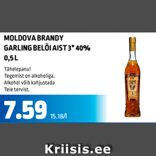 Allahindlus - MOLDOVA BRANDY GARLING BELÕI AIST 3*