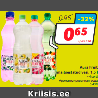 Allahindlus - Aura Fruit maitsestatud vesi, 1,5 l