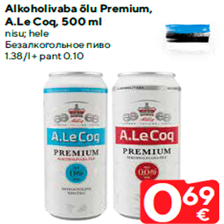 Allahindlus - Alkoholivaba õlu Premium, A.Le Coq, 500 ml