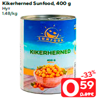 Allahindlus - Kikerherned Sunfood, 400 g