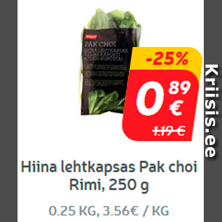 Allahindlus - Hiina lehtkapsas Pak choi Rimi, 250 g