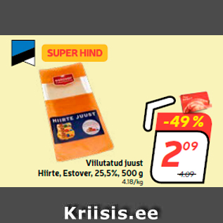 Allahindlus - Viilutatud juust Hiirte, Estover, 25,5%, 500 g