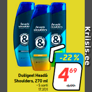 Allahindlus - Dušigeel Head& Shoulders, 270 ml