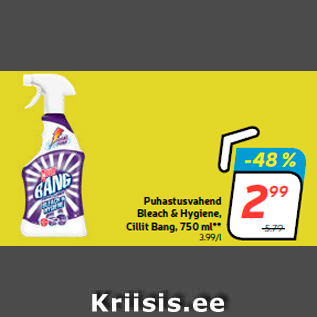 Allahindlus - Puhastusvahend Bleach & Hygiene, Cillit Bang, 750 ml**