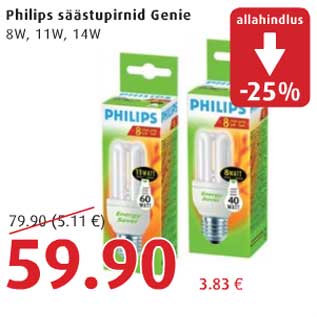 Allahindlus - Philips säästupirnid Genie