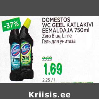 Allahindlus - DOMESTOS WC GEEL KATLAKIVI EEMALDAJA 750 ml Zero Blue, Lime