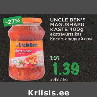 Allahindlus - UNCLE BEN"S MAGUSHAPU KASTE 400g ekstravürtsikas