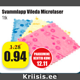 Allahindlus - Svammlapp Vileda Microfaser, 1 tk