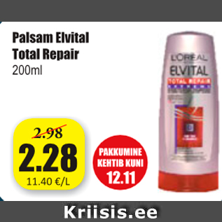 Allahindlus - Palsam Elvital Total repair, 200 ml