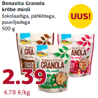 Allahindlus - Bonavita Granola krõbe müsli