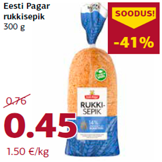 Allahindlus - Eesti Pagar rukkisepik 300 g