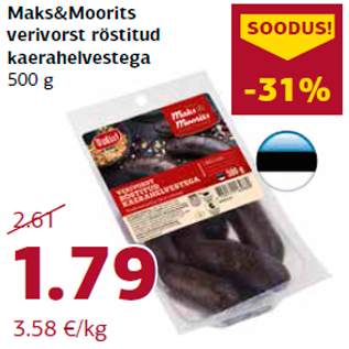 Allahindlus - Maks&Moorits verivorst röstitud kaerahelvestega 500 g