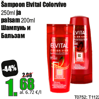 Allahindlus - Šampoon Elvital Colorvive 250ml ja palsam 200ml