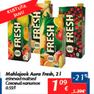 Allahindlus - Mahlajook Aura Fresh, 2 l