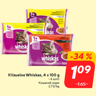 Allahindlus - Kiisueine Whiskas, 4 x 100 g