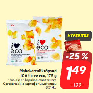 Allahindlus - Mahekartulikrõpsud ICA i love eco, 175 g