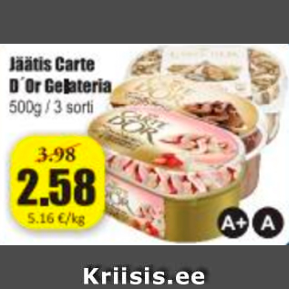 Allahindlus - Jäätis Carte D´Or Gelateria