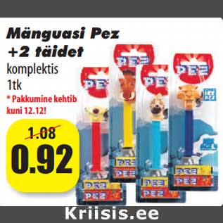 Allahindlus - Mänguasi Pez +2 täidet komplektis 1tk