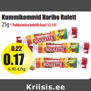 Allahindlus - Kummikommid Haribo Rulett 25g