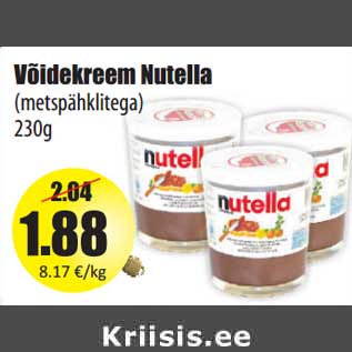 Allahindlus - Võidekreem Nutella (metspähklitega) 230g