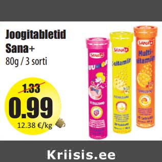 Allahindlus - Joogitabletid Sana+ 80g / 3 sorti