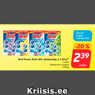 Allahindlus - Bref Power Aktiv WC värskendaja, 2 x 50 g**