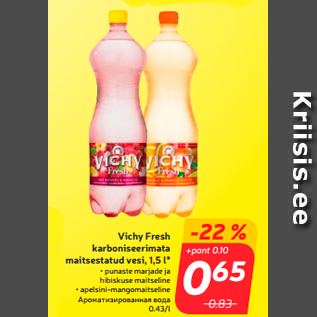 Allahindlus - Vichy Fresh karboniseerimata maitsestatud vesi, 1,5 l*