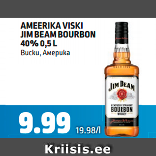 Allahindlus - AMEERIKA VISKI JIM BEAM BOURBON 40% 0,5 L