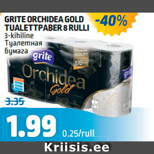 Allahindlus - GRITE ORCHIDEA GOLD TUALETTPABER 8 RULLI