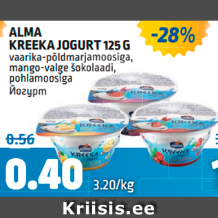 Allahindlus - ALMA KREEKA JOGURT 125 G