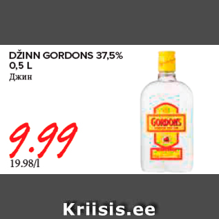 Allahindlus - DŽINN GORDONS 37,5% 0,5 L