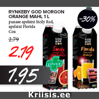 Allahindlus - RYNKEBY GOD MORGON ORANGE MAHL 1 L