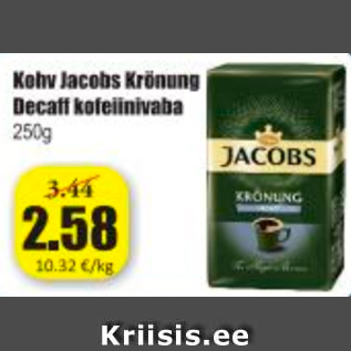 Allahindlus - Kohv Jacobs Krönung Decaff kofeiinivaba 250 g