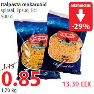 Allahindlus - Italpasta makaronid