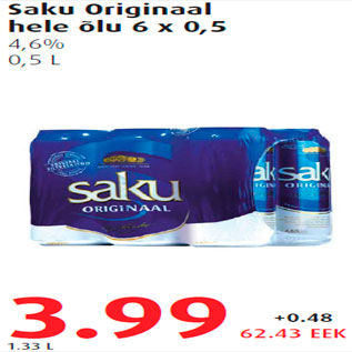 Allahindlus - Saku Originaal hele õlu