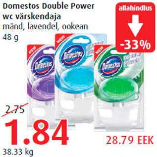 Allahindlus - Domestos Double Power wc värskendaja