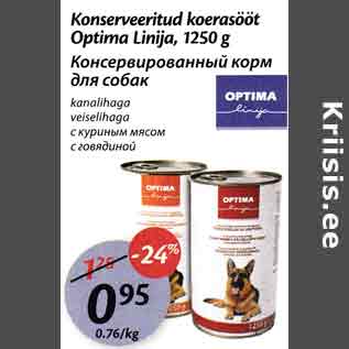 Allahindlus - Konserveeritud koerasööt Optima Linija, 1250 g