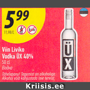 Allahindlus - Viin Liviko Vodka ÜX